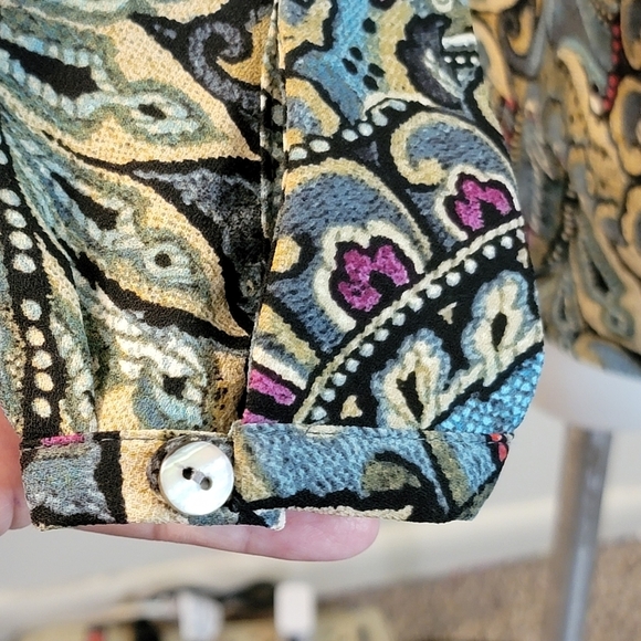 J Jill Paisley print blouse with tiered layers Size Petite XS - Picture 6 of 11